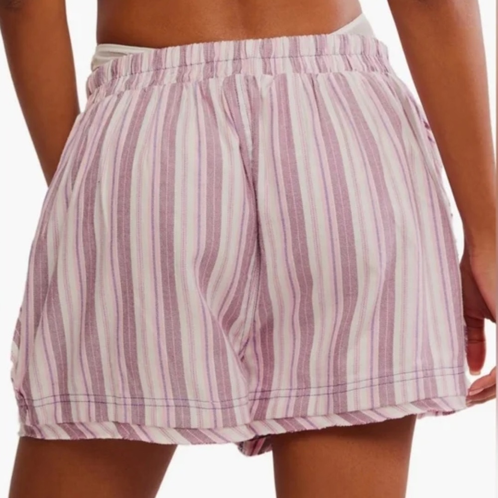 Free People We The Free Day To Day Flannel Boxers Pajama Shorts Burgundy Combo - Picture 3 of 15